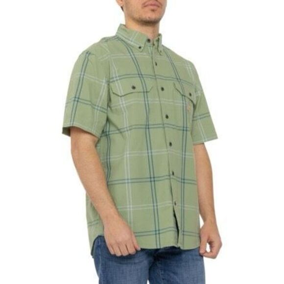 ✨Carhartt Loose Fit Midweight Plaid Sz Large Shirt - Short Sleeve✨ - Picture 1 of 8